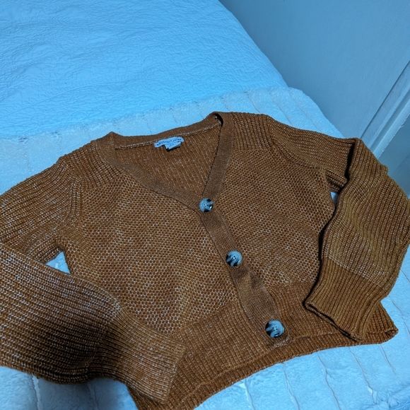 SINCERELY JULES Soft & Comfy cropped Cardian Sweater // Orangey brown - Picture 1 of 5